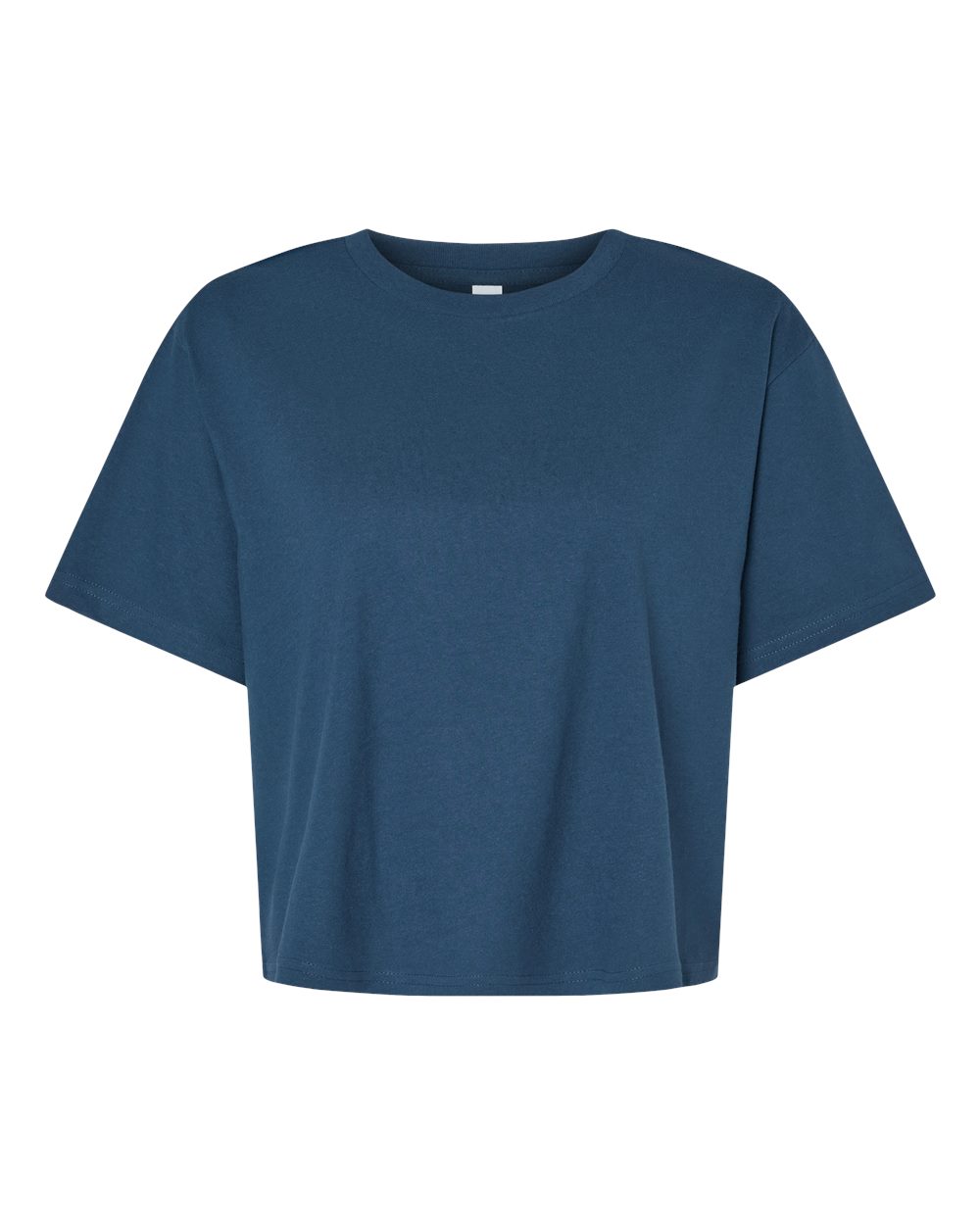 American Apparel Women's Fine Jersey Mid-Length Boxy Tee in Sea Blue - flat front