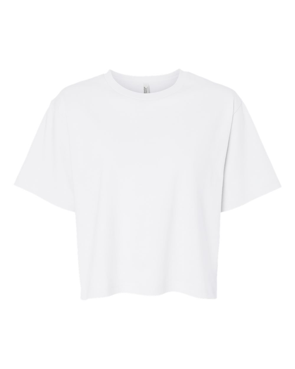 American Apparel Women's Fine Jersey Mid-Length Boxy Tee in White - flat front