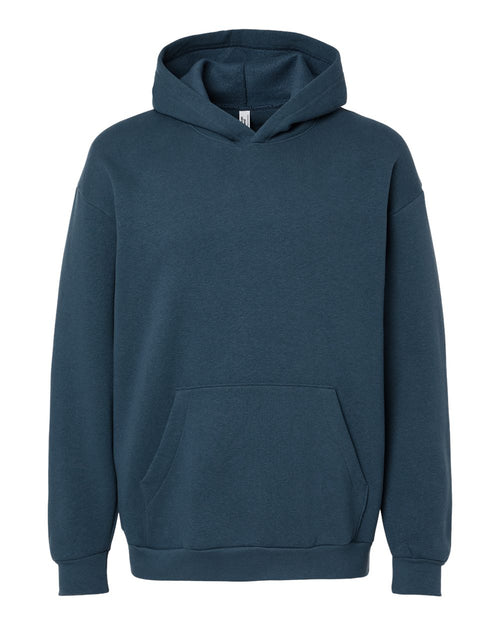 American Apparel Unisex ReFlex Fleece Hoodie Sweatshirt in Sea Blue - flat front