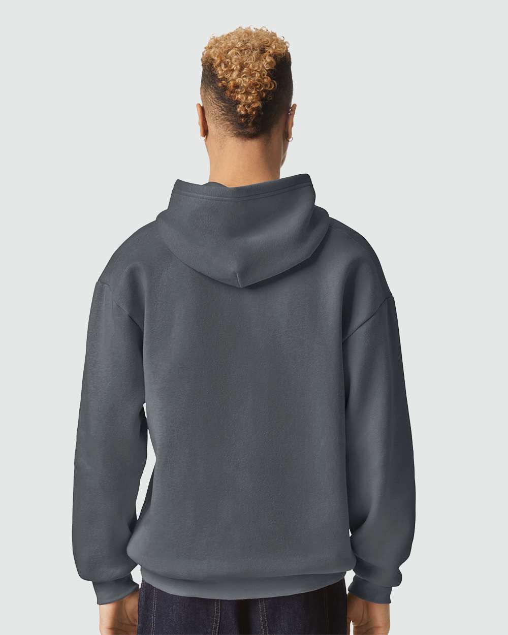 American Apparel Unisex ReFlex Fleece Hoodie Sweatshirt on model, back