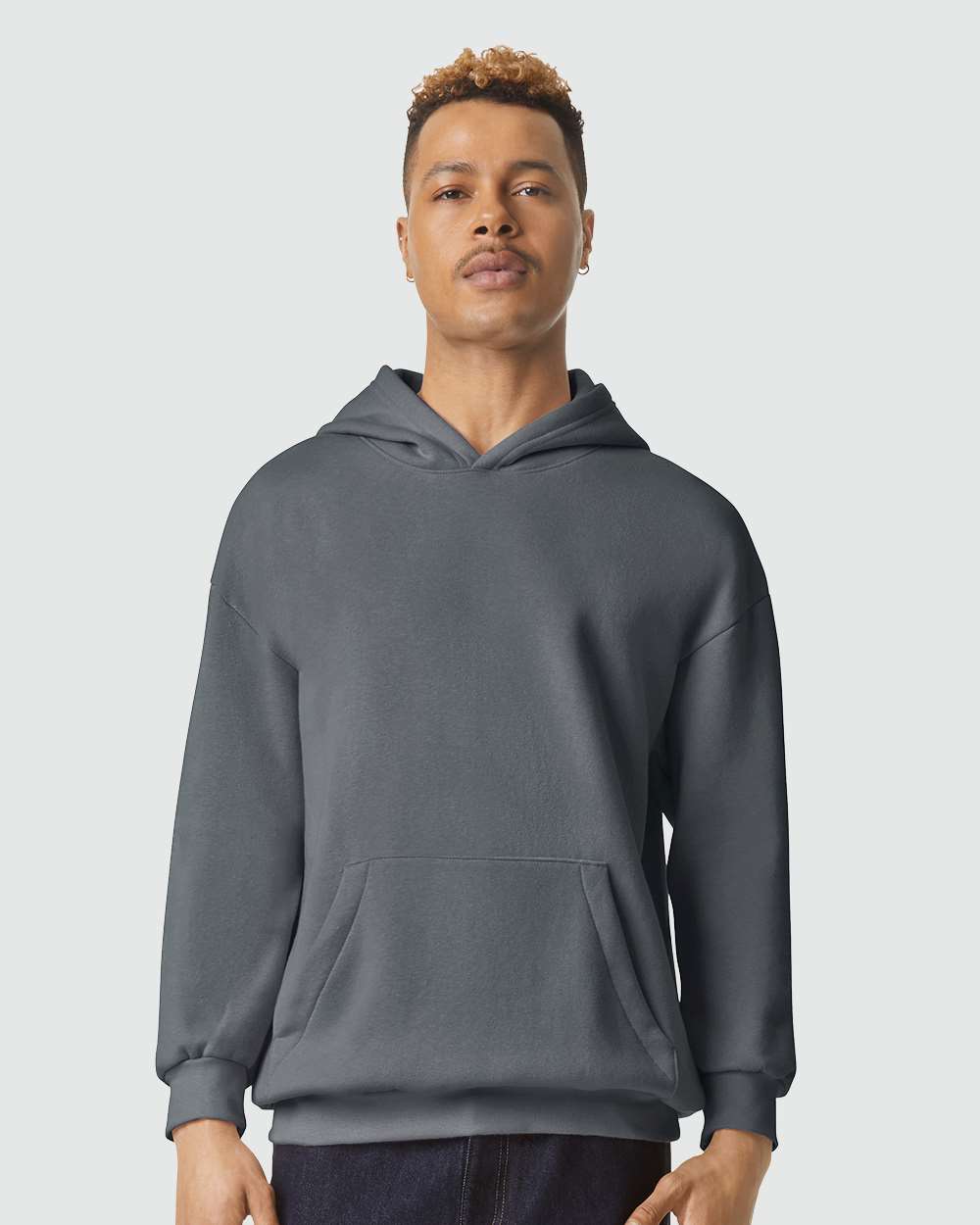 American Apparel Unisex ReFlex Fleece Hoodie Sweatshirt on model, front