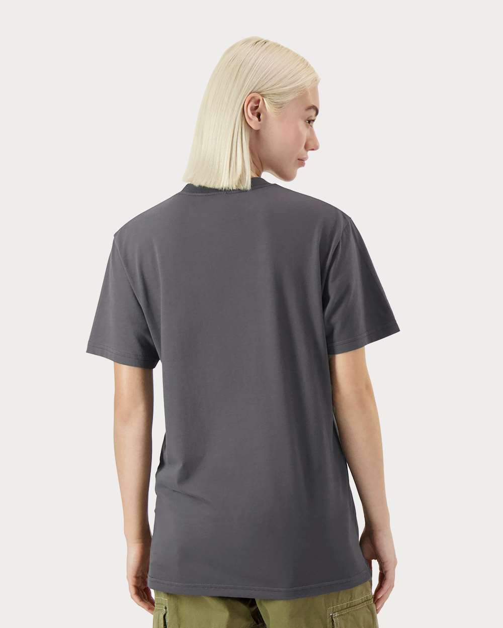 American Apparel Unisex Sueded Tee on model, back