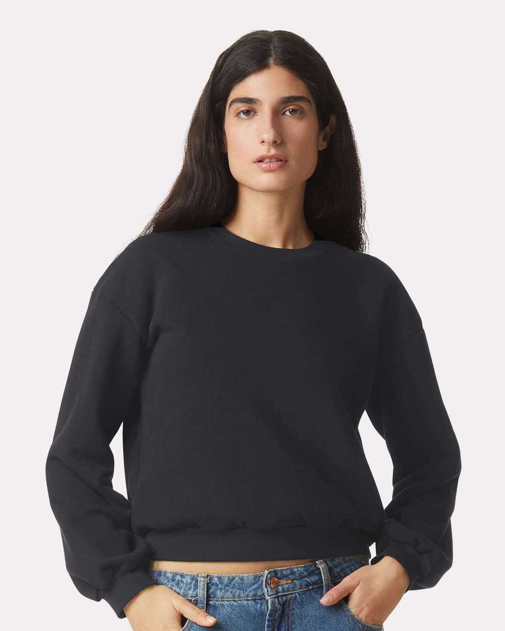 Women's ReFlex Fleece Crewneck Sweatshirt on model, front
