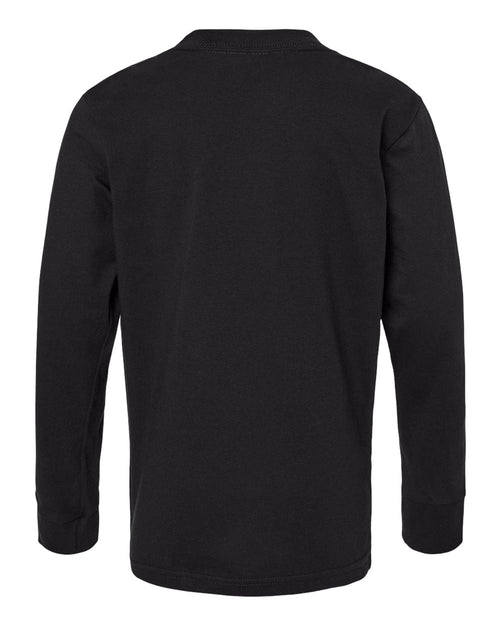 Youth combed cotton long sleeve tee, flat back