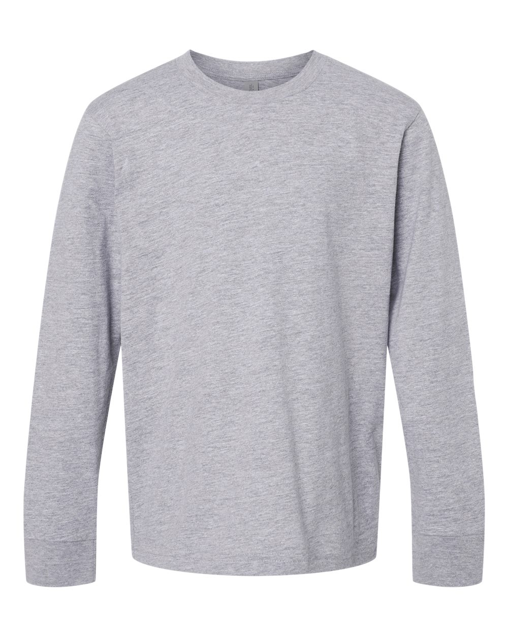 Youth Long Sleeve T-Shirt Combed Cotton Jersey in Heather Grey - flat front