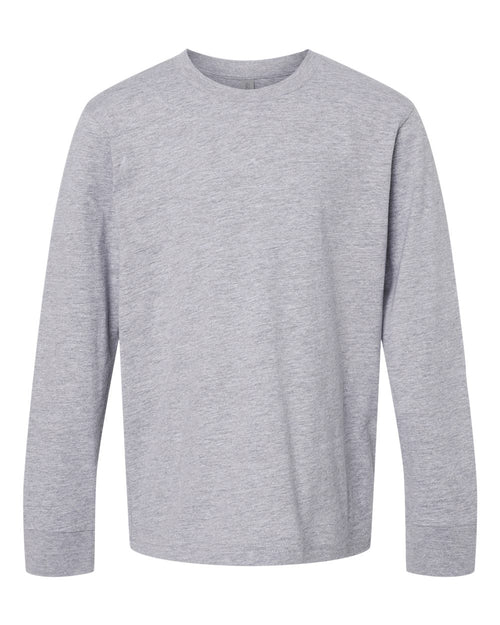 Youth Long Sleeve T-Shirt Combed Cotton Jersey in Heather Grey - flat front