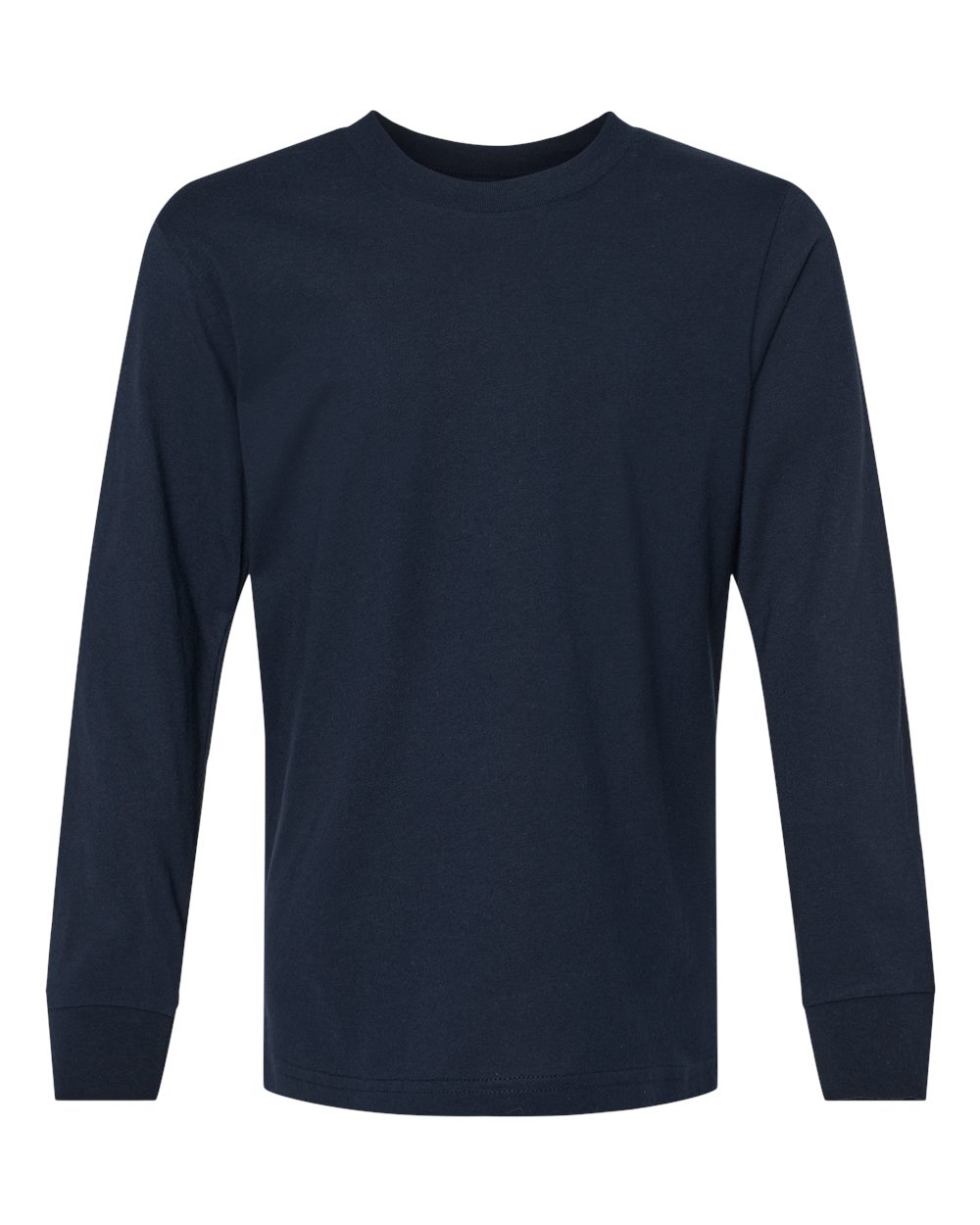 Youth Long Sleeve T-Shirt Combed Cotton Jersey in Midnight Navy - flat front