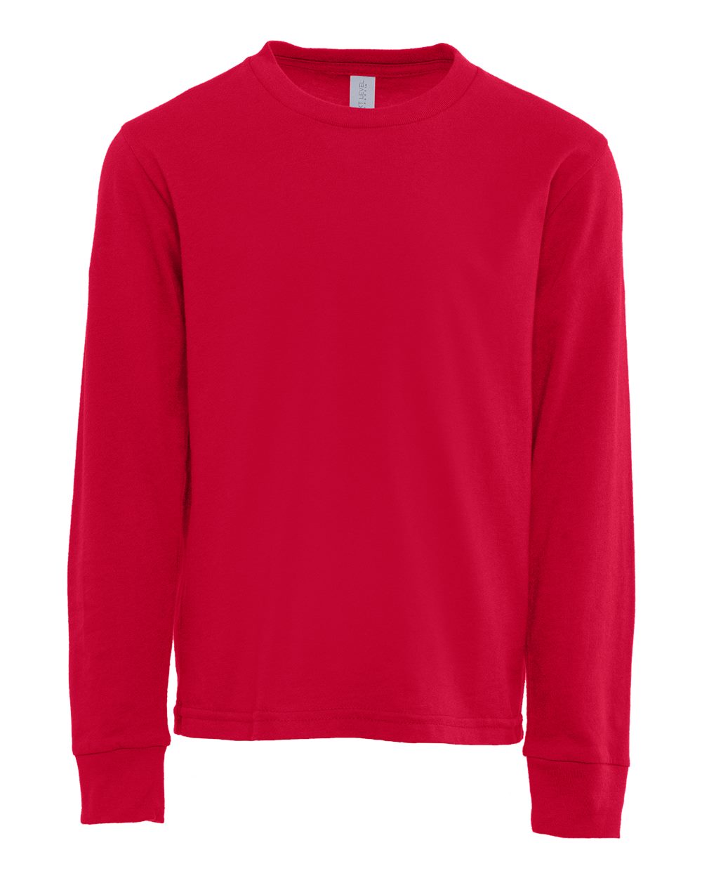 Youth Long Sleeve T-Shirt Combed Cotton Jersey in Red - flat front
