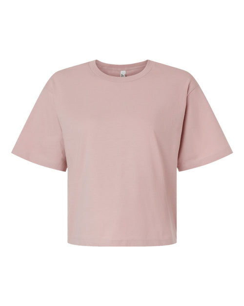 American Apparel Women's Fine Jersey Mid-Length Boxy Tee in Blush - flat front
