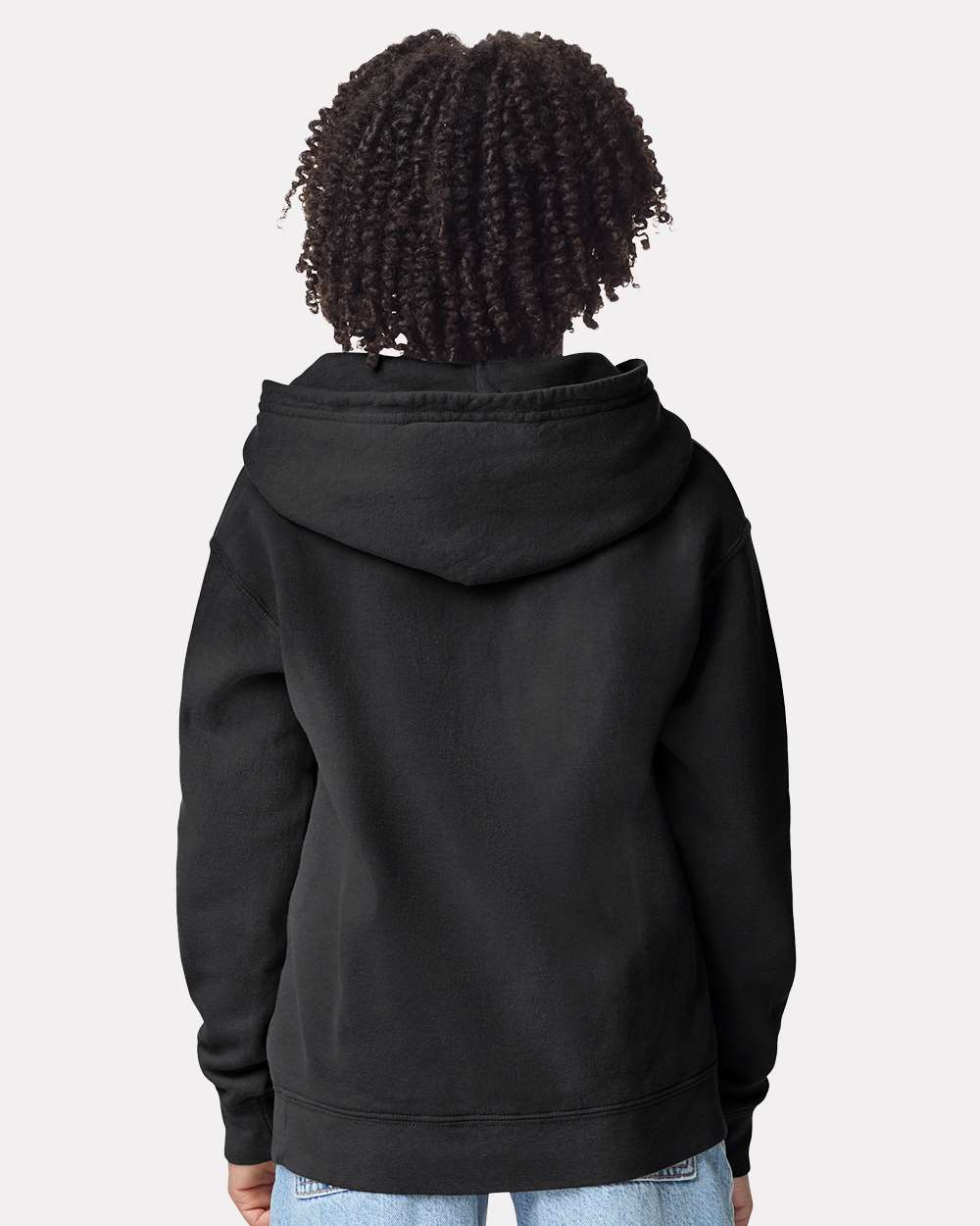 Youth garment-dyed hoodie on model, back