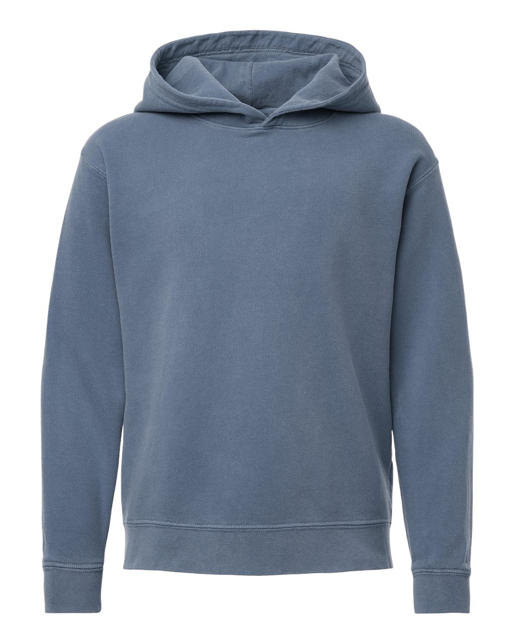 Youth Hoodie Garment-Dyed Lightweight Cotton in Blue Jean - flat front