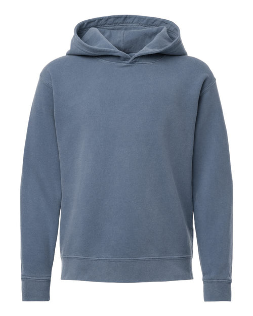 Youth Hoodie Garment-Dyed Lightweight Cotton in Blue Jean - flat front