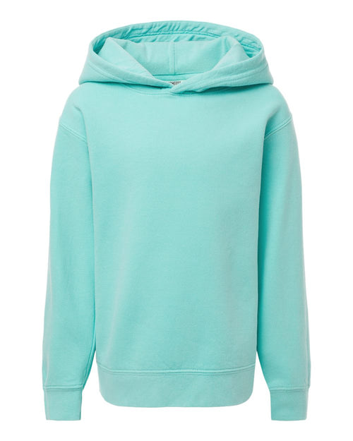 Youth Hoodie Garment-Dyed Lightweight Cotton in Chalky Mint - flat front