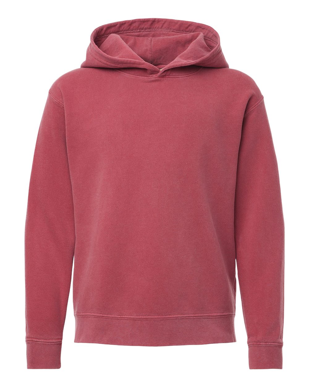 Youth Hoodie Garment-Dyed Lightweight Cotton in Crimson - flat front