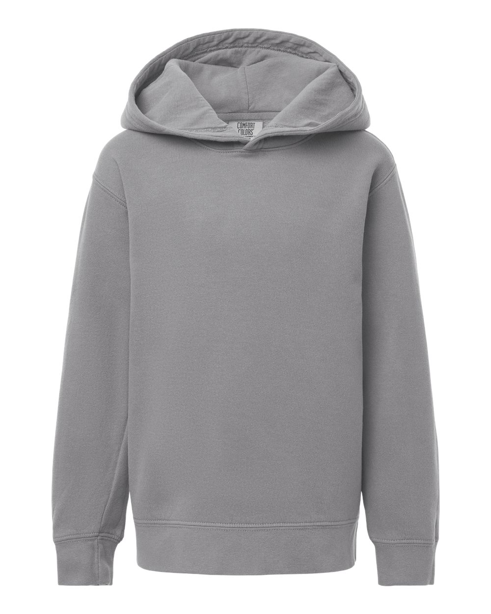 Youth Hoodie Garment-Dyed Lightweight Cotton in Grey - flat front