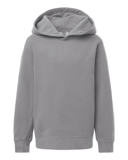 Youth Hoodie Garment-Dyed Lightweight Cotton in Grey - flat front