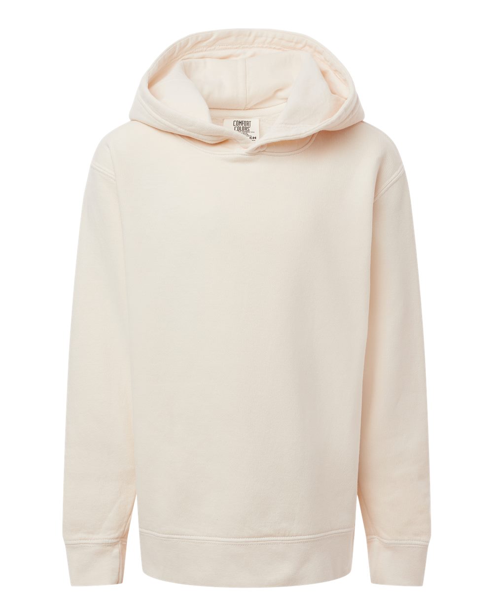 Youth Hoodie Garment-Dyed Lightweight Cotton in Ivory - flat front