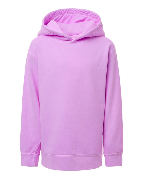 Youth Hoodie Garment-Dyed Lightweight Cotton in Neon Violet - flat front