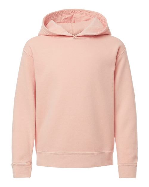 Youth Hoodie Garment-Dyed Lightweight Cotton in Peachy - flat front