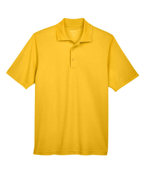 Men's Origin Performance Piqué Polo in Campus Gold - flat front
