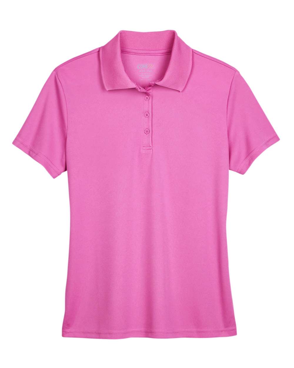 Women's Origin Performance Piqué Polo in Charity Pink - flat front