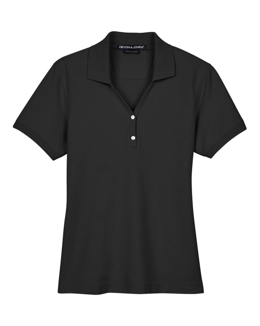 Women's Pima Cotton Premium Polo in Black - flat front