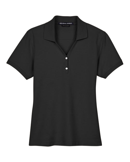 Women's Pima Cotton Premium Polo in Black - flat front
