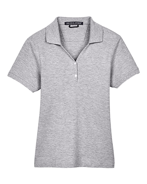 Women's Pima Cotton Premium Polo in Grey Heather - flat front