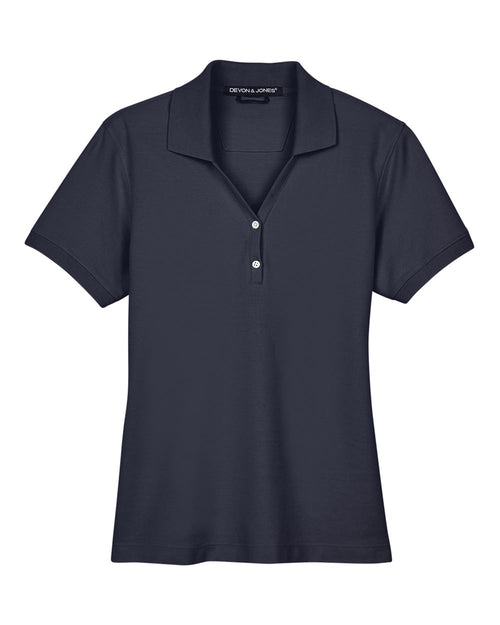 Women's Pima Cotton Premium Polo in Navy - flat front