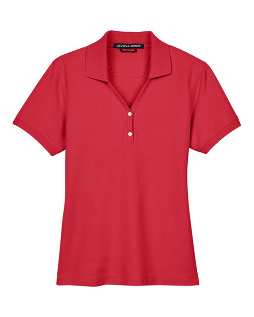 Women's Pima Cotton Premium Polo in Red - flat front
