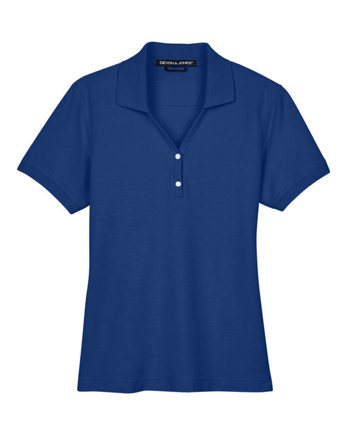 Women's Pima Cotton Premium Polo in True Royal - flat front