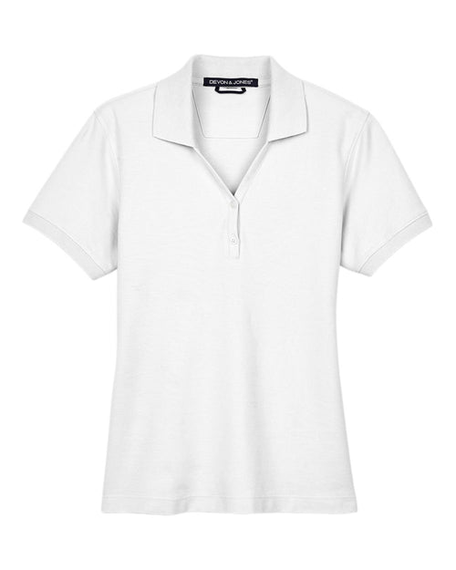 Women's Pima Cotton Premium Polo in White - flat front