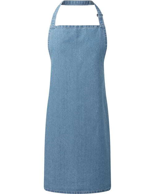 Recycled Bib Apron in Denim Blue - flat front