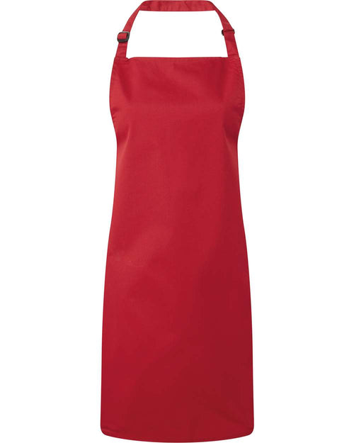 Recycled Bib Apron in Red - flat front