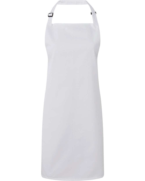 Recycled Bib Apron in White - flat front
