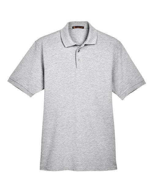 Men's Easy-Care Pique Polo in Grey Heather - flat front