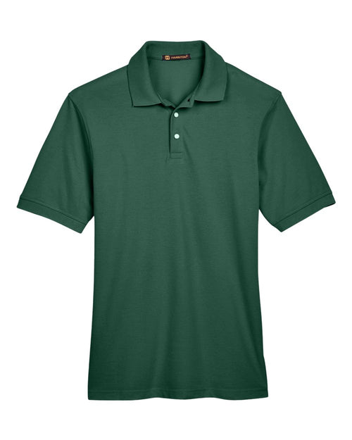 Men's Easy-Care Pique Polo in Hunter - flat front