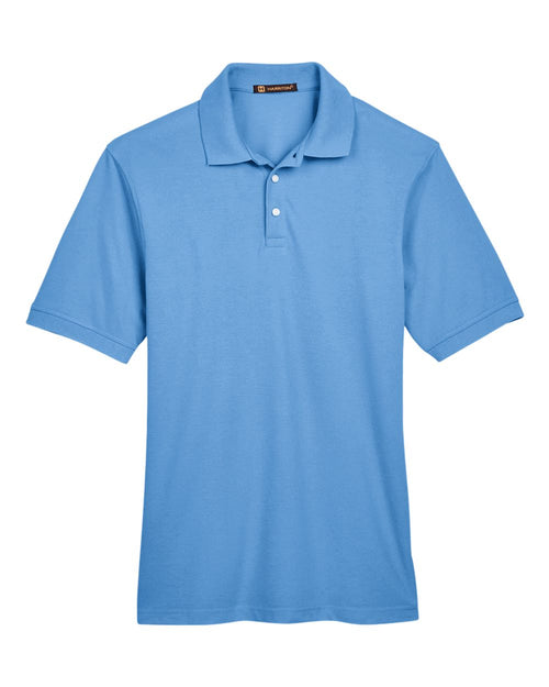 Men's Easy-Care Pique Polo in Light College Blue - flat front