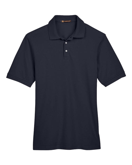Men's Easy-Care Pique Polo in Navy - flat front