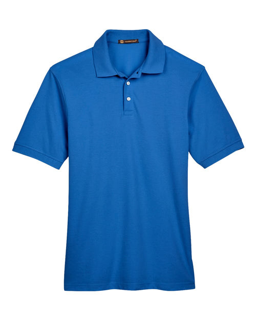 Men's Easy-Care Pique Polo in True Royal - flat front
