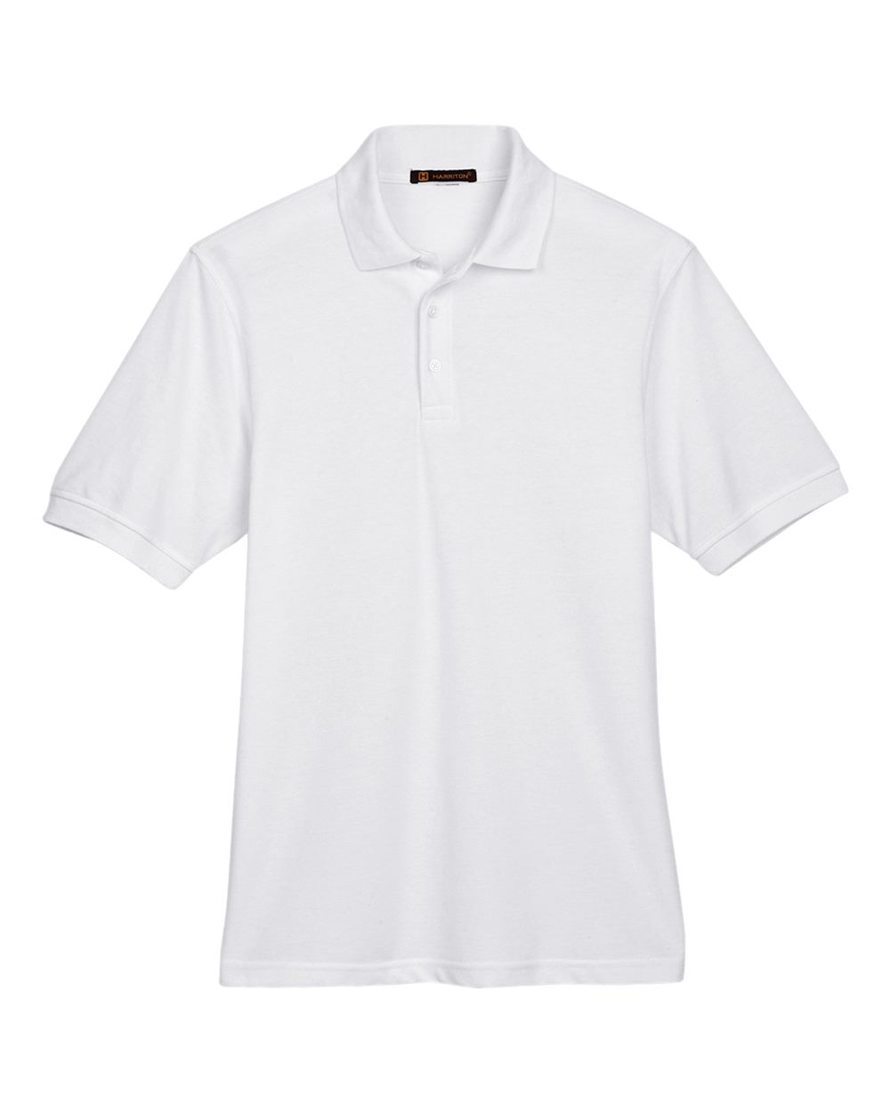 Men's Easy-Care Pique Polo in White - flat front