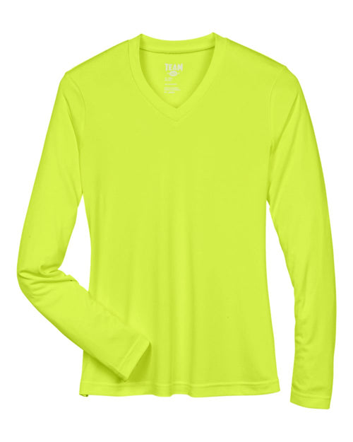 Women's Zone Performance Long Sleeve Tee in Safety Yellow - flat front