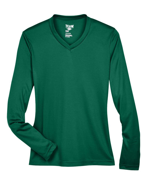 Women's Zone Performance Long Sleeve Tee in Sport Forest - flat front