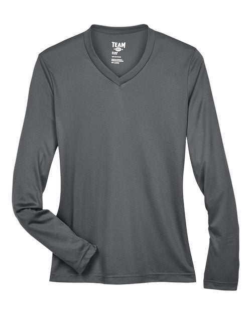 Women's Zone Performance Long Sleeve Tee in Sport Graphite - flat front