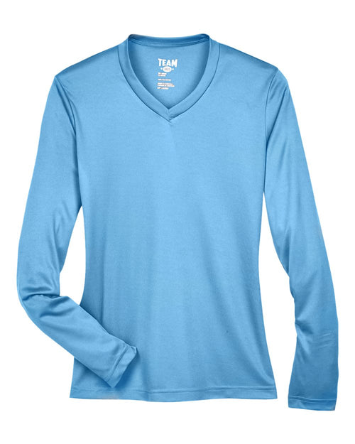 Women's Zone Performance Long Sleeve Tee in Sport Light Blue - flat front