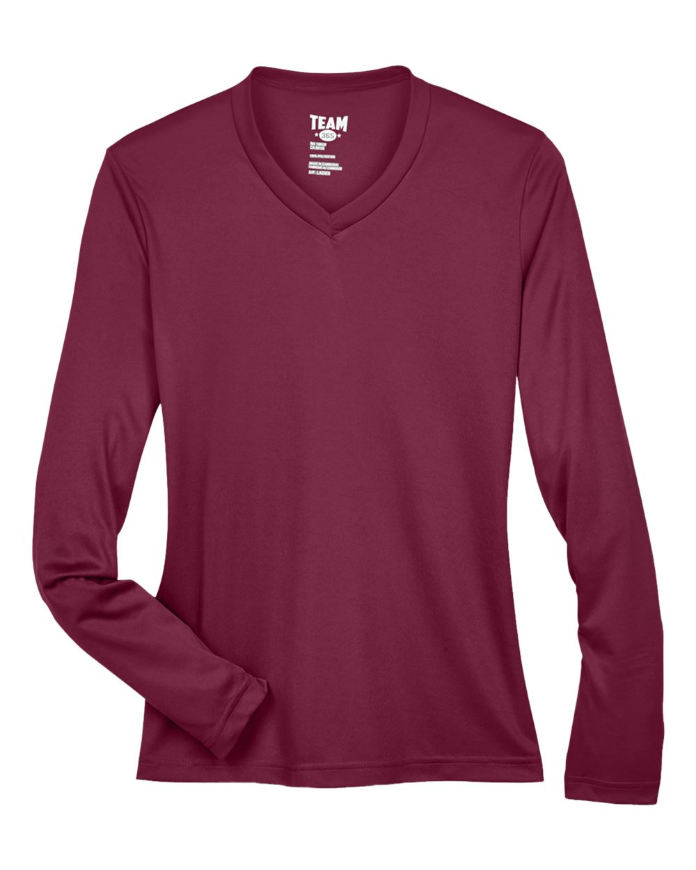 Women's Zone Performance Long Sleeve Tee in Sport Maroon - flat front