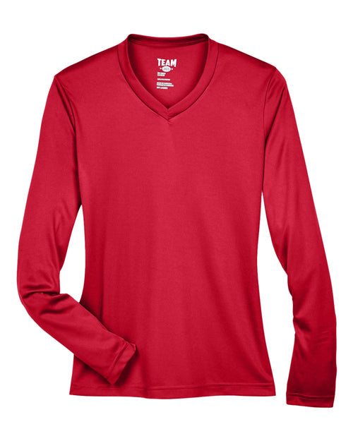 Women's Zone Performance Long Sleeve Tee in Sport Red - flat front