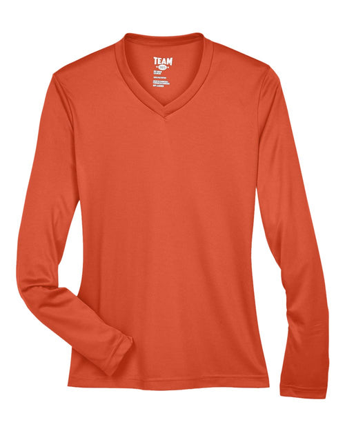 Women's Zone Performance Long Sleeve Tee in Sport Orange - flat front