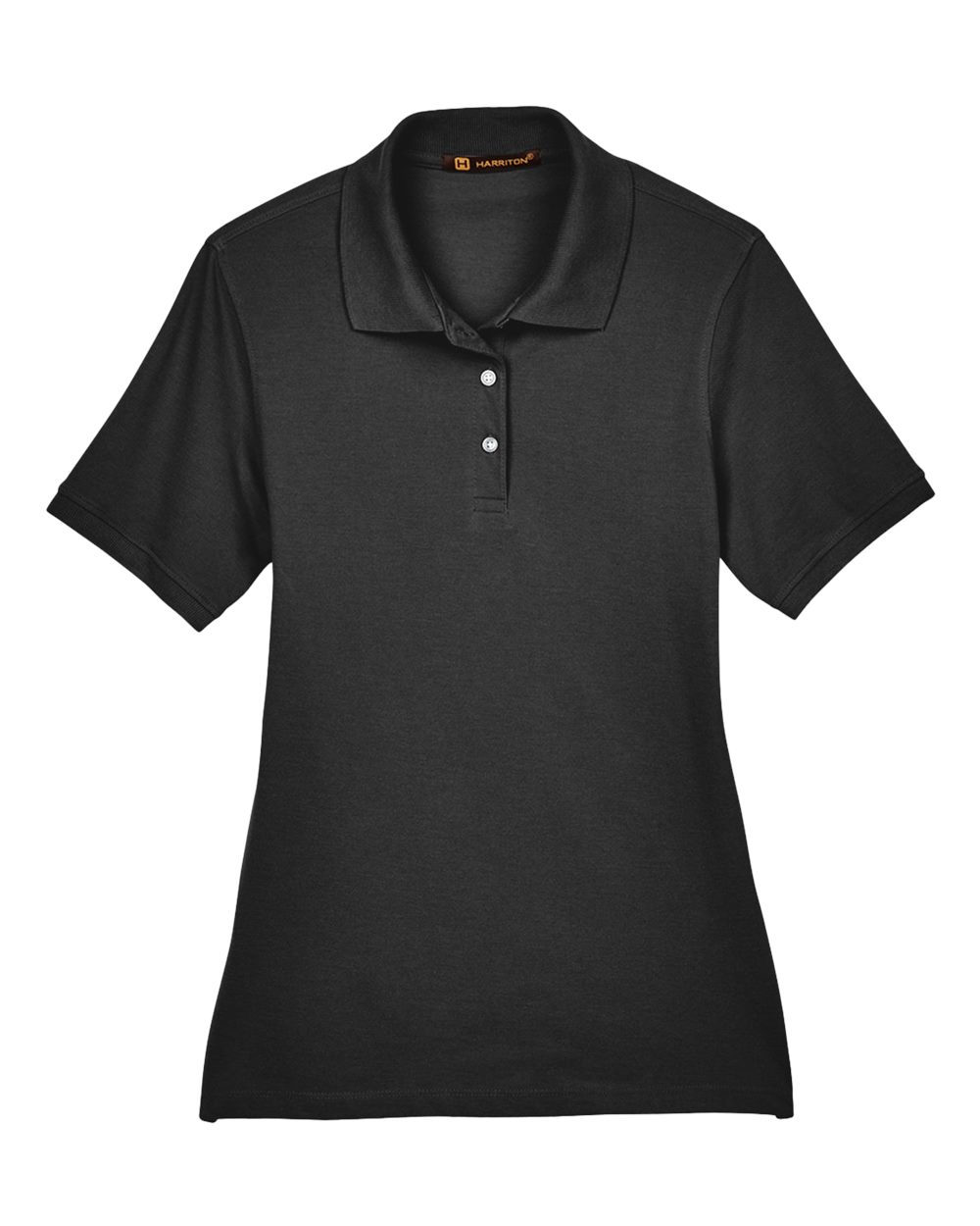Women's Easy-Care Pique Polo in Black - flat front