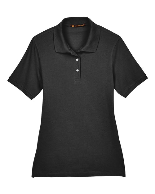 Women's Easy-Care Pique Polo in Black - flat front